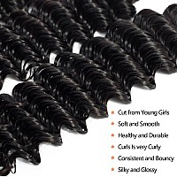 Yocytu 12A Brazilian Deep Wave Bundles With Closure Human Hair 26 28 3020 Curly Hair Bundles Human Hair With Closure 180 Densit