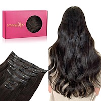 Wennalife Seamless Clip In Hair Extensions Human Hair 24 Inch 160G 7Pcs Dark Brown Hair Extensions Clip In Human Hair Invisible