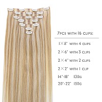 Wennalife Seamless Clip In Hair Extensions Human Hair 24 Inch 160G 7Pcs Dirty Blonde Highlighted Bleach Blonde Hair Extensions