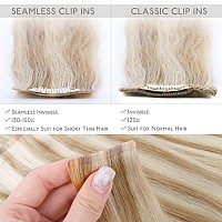 Wennalife Seamless Clip In Hair Extensions Human Hair 24 Inch 160G 7Pcs Dirty Blonde Highlighted Bleach Blonde Hair Extensions