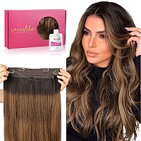 Wennalife Wire Hair Extensions Increase 50 Lifespan Real Human Hair 22 Inch 120G Dark Brown To Chestnut Brown And Dirty Blond