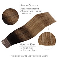 Wennalife Wire Hair Extensions Increase 50 Lifespan Real Human Hair 22 Inch 120G Dark Brown To Chestnut Brown And Dirty Blond