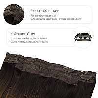 Wennalife Wire Hair Extensions Increase 50 Lifespan Real Human Hair 22 Inch 120G Dark Brown To Chestnut Brown And Dirty Blond