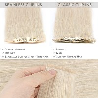 Wennalife Seamless Clip In Hair Extensions Human Hair 24 Inch 160G 7Pcs Platinum Blonde Real Hair Extensions Clip In Human Hair