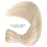 Wennalife Seamless Clip In Hair Extensions Human Hair 24 Inch 160G 7Pcs Platinum Blonde Real Hair Extensions Clip In Human Hair