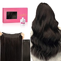 Wennalife Wire Hair Extensions Increase 50 Lifespan Real Human Hair 22 Inch 150G Dark Brown Remy Real Hair Extensions Invisib