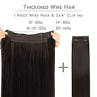 Wennalife Wire Hair Extensions Increase 50 Lifespan Real Human Hair 22 Inch 150G Dark Brown Remy Real Hair Extensions Invisib