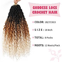 Alicoco Goddess Locs Crochet Hair 18 Inch 8 Packs Faux Locs Crochet Hair For Women Boho Locs Prelooped River Crochet Locs With