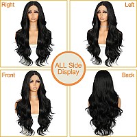 Sapphirewigs 13 4 Black Synthetic Lace Front Wig Real Hd Wig Pre Plucked Glueless Wig Long Loose Body Wave Natural Black Color