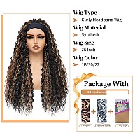 Alicoco Headband Wig Curly Headband Wigs For Women 180 Density Water Wave Glueless Wig Synthetic Half Wig With Headbands Attach