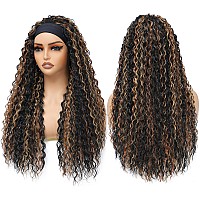 Alicoco Headband Wig Curly Headband Wigs For Women 180 Density Water Wave Glueless Wig Synthetic Half Wig With Headbands Attach