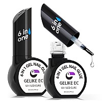 Gelike Ec Gel Nail Glue Uv 6 In 1 Gel Glue For Nail Tipsbase Coat Free2Pcs Strong Adhesive For Press On Nails Acrylic Tips