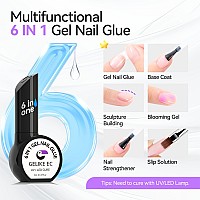 Gelike Ec Gel Nail Glue Uv 6 In 1 Gel Glue For Nail Tipsbase Coat Free2Pcs Strong Adhesive For Press On Nails Acrylic Tips