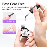 Gelike Ec Gel Nail Glue Uv 6 In 1 Gel Glue For Nail Tipsbase Coat Free2Pcs Strong Adhesive For Press On Nails Acrylic Tips