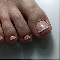 Glitter White French Tip Square Press On Toenails Short Nude Fake Toenails Acrylic Toe Nails Cute Artificial Shimmer Toenails Fo