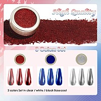 Laza 3 Colors Chrome Nail Powder Mirror Effect Metallic Dust Holographic Glitter Glazed Manicure Decoration Reflective Pigment F