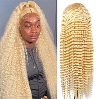 Siyusi 613 Lace Front Wig Human Hair Blonde Wig Human Hair 28Inch 180 Density 13X4 Lace Front Wigs Human Hair Deep Wave 613 Hd