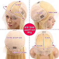 Siyusi 613 Lace Front Wig Human Hair Blonde Wig Human Hair 28Inch 180 Density 13X4 Lace Front Wigs Human Hair Deep Wave 613 Hd