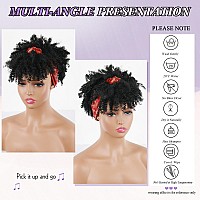 Afro Kinky Headband Wig Black Curly Headband Wig With Bangs For Black Women Synthetic Afro Curly Hair Wig With Headband Attached