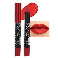 Evpct Dnm 1Pcs Ruby Red Matte Lipstick And Lip Crayon Liner Pencil Pen Set For Women Lip Stain Long Lasting Waterproof Labiales