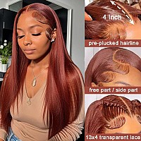 Msdanna 28 Inch Frontal Wigs Human Hair Straight Reddish Brown Lace Front Wigs Human Hair 200 Density 13X4 Lace Front Wigs Huma