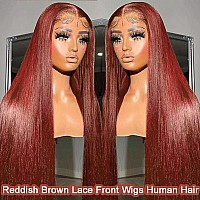 Msdanna 28 Inch Frontal Wigs Human Hair Straight Reddish Brown Lace Front Wigs Human Hair 200 Density 13X4 Lace Front Wigs Huma