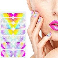 Jerclity 12 Sheets Aurora Gradient Color Nail Wraps Nail Polish Strips Selfadhesive Graffiti Cloud Iridescent Nail Stickers Ful