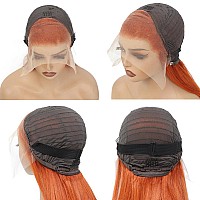 Arietis 350 Ginger Orange Colored Wigs 13X4 Hd Transparent Lace Front Wigs Human Hair 250 Density Straight Frontal Wigs Glueles