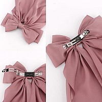 Atoden Silky Satin Oversized Long Tail Big Bowknot Hair Accessories 2Pcs Pink Purple Barrettes With Metal Clips For Women And G