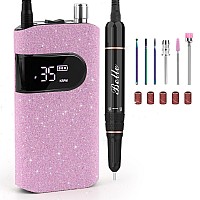 Belle Nail Drill Professional 35000Rpm Cordless Electric Nail Drill Machine Sparkly Nail Drill Kit For Acrylic Gel Nails With