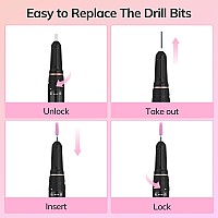 Belle Nail Drill Professional 35000Rpm Cordless Electric Nail Drill Machine Sparkly Nail Drill Kit For Acrylic Gel Nails With