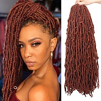 Zrq Copper Red 24 Inch 7Packs New Faux Locs Hair Prelooped 126Strands Curly Wavy Synthetic Ginger Goddess Soft Locs Crochet Hai