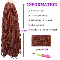 Zrq Copper Red 24 Inch 7Packs New Faux Locs Hair Prelooped 126Strands Curly Wavy Synthetic Ginger Goddess Soft Locs Crochet Hai