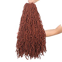 Zrq Copper Red 24 Inch 7Packs New Faux Locs Hair Prelooped 126Strands Curly Wavy Synthetic Ginger Goddess Soft Locs Crochet Hai