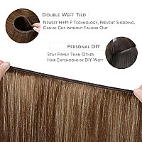 Wennalife Sew In Hair Extensions Real Human Hair 14 Inch 80G Light Auburn Brown Machine Weft Hair Extensions Human Hair Hand Ti