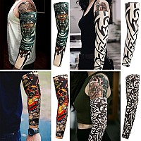 Yariew 6Pcs Temporary Tattoo Sleeves For Men Fake Tattoos Sleeves To Cover Arms Sun Protection Sleeves Tattoo Sleeve Covers Tat