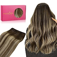 Wennalife Sew In Hair Extensions Real Human Hair 20 Inch 100G Balayage Chocolate Brown To Honey Blonde Machine Weft Hair Extens