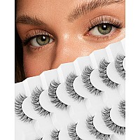 Jiocolor Natural False Eyelashes Wispy Lashes 3D Fluffy Lashes Natural Look Faux Mink Lashes Baby Curl Eyelashes Strip Fake Eyel