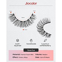 Jiocolor Natural False Eyelashes Wispy Lashes 3D Fluffy Lashes Natural Look Faux Mink Lashes Baby Curl Eyelashes Strip Fake Eyel