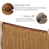 Wennalife Sew In Hair Extensions Real Human Hair 22 Inch 110G Auburn Ginger Machine Weft Hair Extensions Human Hair Hand Tied W