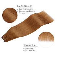 Wennalife Sew In Hair Extensions Real Human Hair 22 Inch 110G Auburn Ginger Machine Weft Hair Extensions Human Hair Hand Tied W