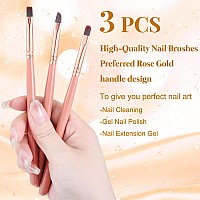 Inenk Pink Nail Art Clean Up Brushes For Cleaning Polish Mistakes On The Cuticles Acetone Resistant Nail Brush Fingernail Clea