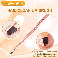 Inenk Pink Nail Art Clean Up Brushes For Cleaning Polish Mistakes On The Cuticles Acetone Resistant Nail Brush Fingernail Clea