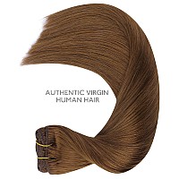 Wennalife Clip In Hair Extensions 150G 20 Inch 9Pcs Light Auburn Brown Human Hair Extensions Thicker Clip In Hair Extensions Re