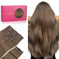 Wennalife Clip In Hair Extensions 150G 18 Inch 9Pcs Light Ash Brown Human Hair Extensions Thicker Clip In Hair Extensions Real