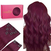 Wennalife Clip In Hair Extensions 150G 16 Inch 9Pcs Light Burgundy Human Hair Extensions Thicker Clip In Hair Extensions Real H