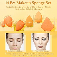 14 Pcs Makeup Sponge Set Beauty Sponges Blender With 4 Pcs Powder Puff And 4 Pcs Mini Make Up Sponges Birthday Gift Mothers Day