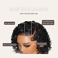 Beauty Forever 10Inch Curly Glueless Wigs Human Hair 7X5 Bye Bye Knots Wear And Go Bob Wig Pre Plucked Pre Cut Hd Lace Short Cur