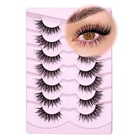 Half Lashes Wispy Eyelashes Natural Look 34 Lashes Corner Lashes Clear Band False Lash Strips 3D Fluffy Eye Lashes Pack 7 Pairs