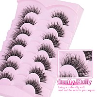 Half Lashes Wispy Eyelashes Natural Look 34 Lashes Corner Lashes Clear Band False Lash Strips 3D Fluffy Eye Lashes Pack 7 Pairs